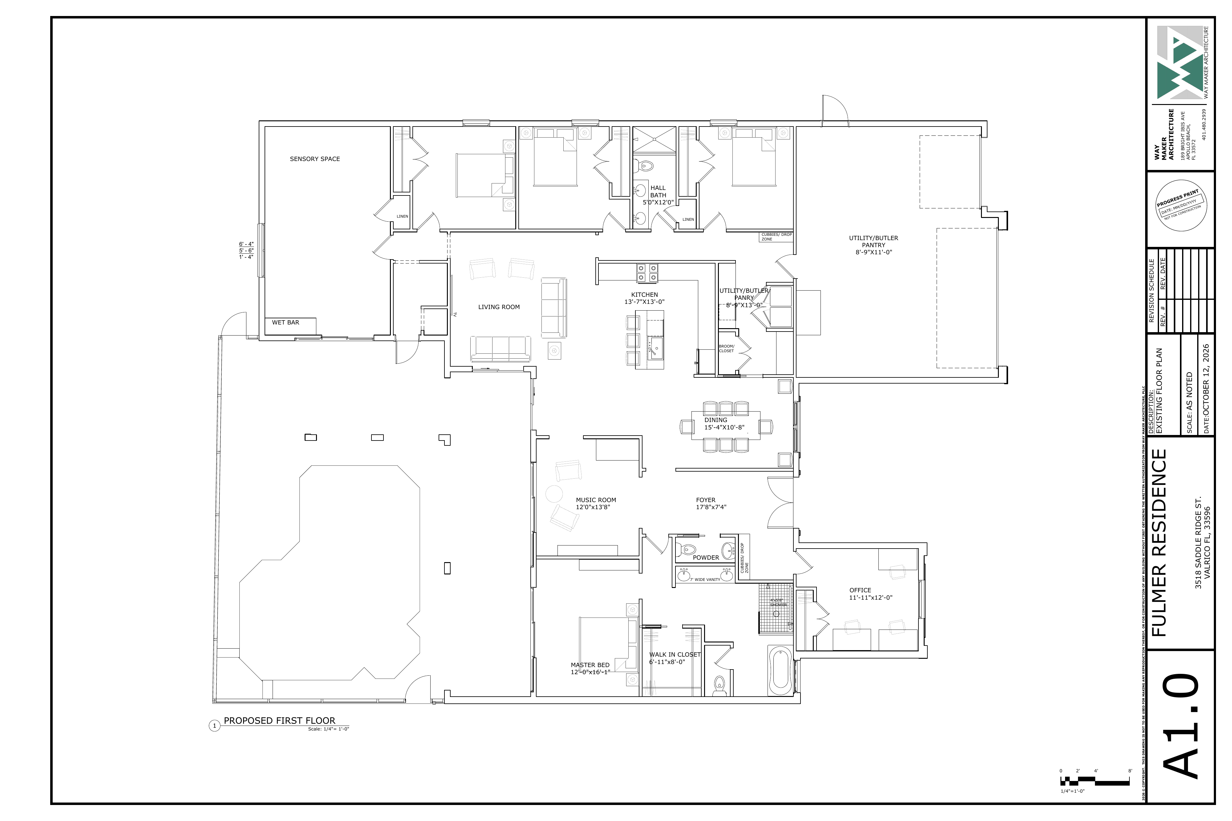 Fulmer Residence proposed first-floor plan dated October 12, 2026